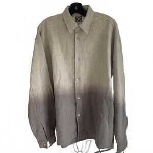 INDEX Men's Wool Blend Gradient Button-Up Shirt - Size 2 (Small)
